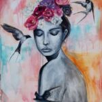 Girl with Birds and Flowers